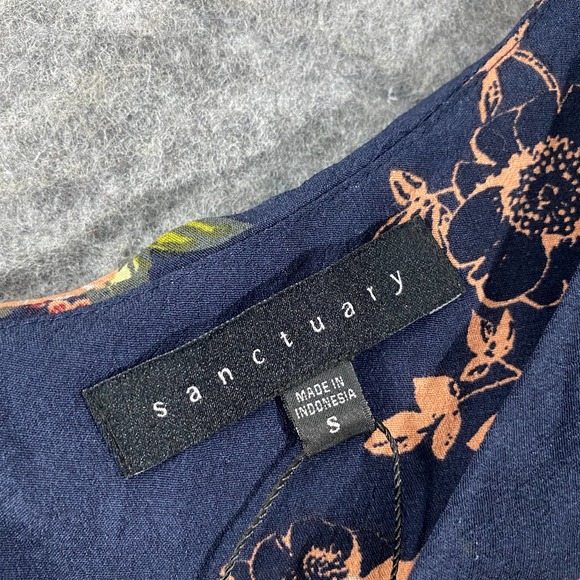 Nordstrom Sanctuary Maxi Dress Small Navy Blue Floral Off Shoulder Slit - Picture 8 of 11